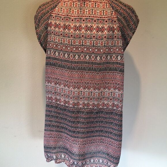NIC+ZOE Tunic top sleeveless Patterned Tangerine orange black cream Medium - Picture 4 of 6